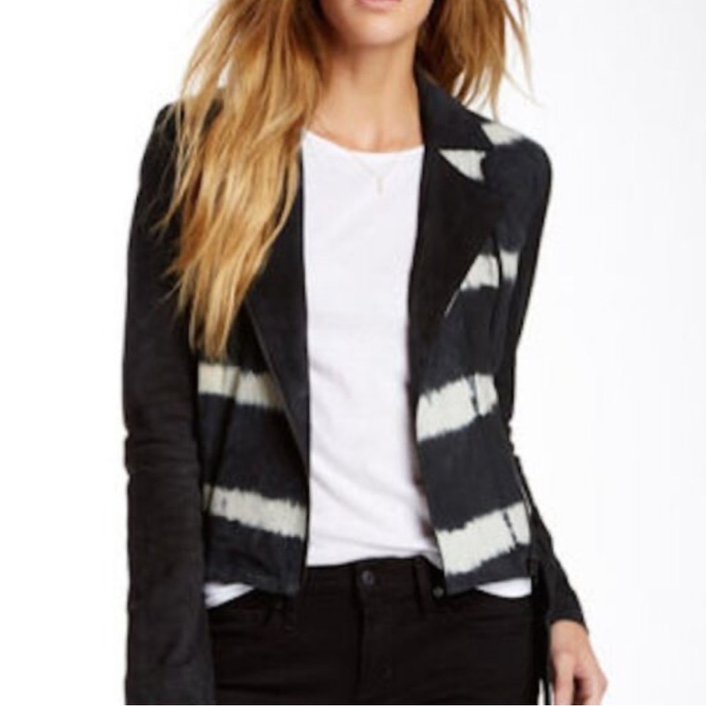 NWT • JOE’S • Black & White Striped Suede Motorcycle Jacket •